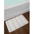 thumbnail image 2 of Rose Bath Mat, Modern Pattern Pink Rose Blossoms with Spiral Designs and Green Leaves, Non-Slip Plush Mat Bathroom Kitchen Laundry Room Decor, 29.5 X 17.5 Inches, Pink Reseda Green White, Ambesonne, 2 of 2