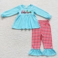 thumbnail image 2 of Venta al por mayor, conjunto de túnica de algodón para niña, camión de Navidad, árbol, conjunto para niños, pantalones a cuadros, ropa de dormir bordada, pijamas para niños pequeños, 2 of 2