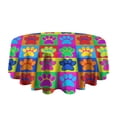 thumbnail image 5 of Colorful Dog Paw Footprint Round Tablecloth 60"x60",Wrinkle Wipeable Table Cloth for Kitchen Dining Room Picnic Patio Party, 5 of 6
