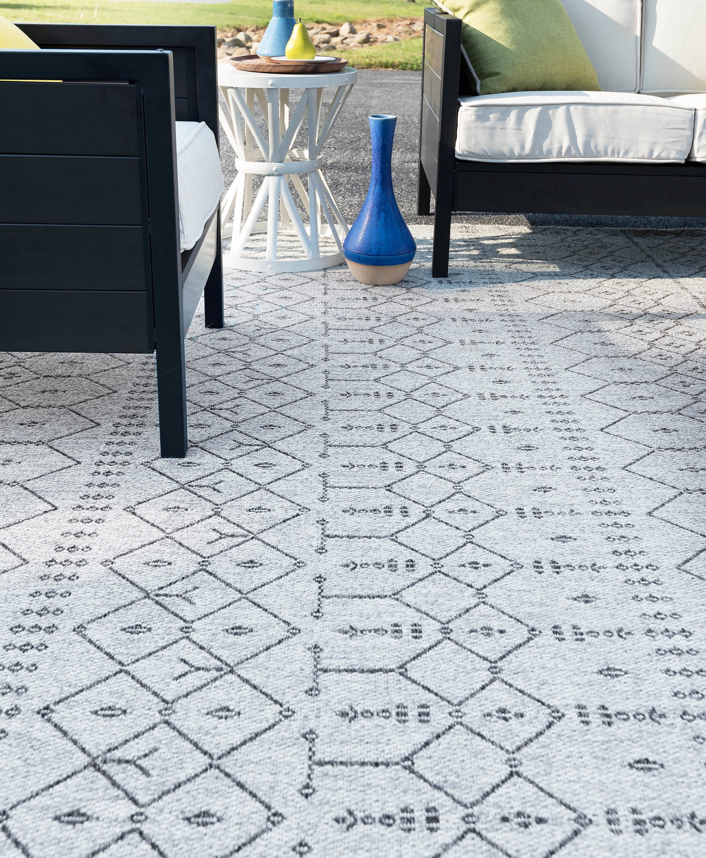 6ft Square Water Resistant, Indoor Outdoor Rugs for Patios, Front Door Entry, Entryway, Deck, Porch, Balcony | Outside Area Rug for Patio | Charcoal, Solid | Size: 5'1'' Square