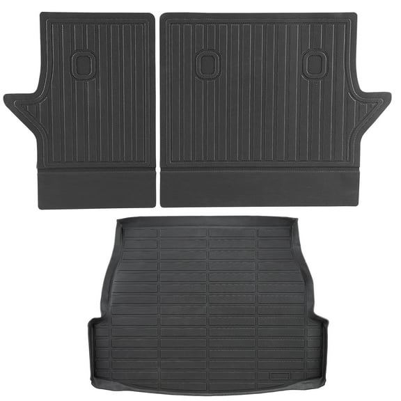 KFFKFF Cargo Mats Suitable for Toyota RAV4 2019-2024, Tailored TPE Cargo Liner Set for SUVs, Substitute for Trunk and Rear Seat Protection, Black, Trunk Mat and Rear Seat Mats
