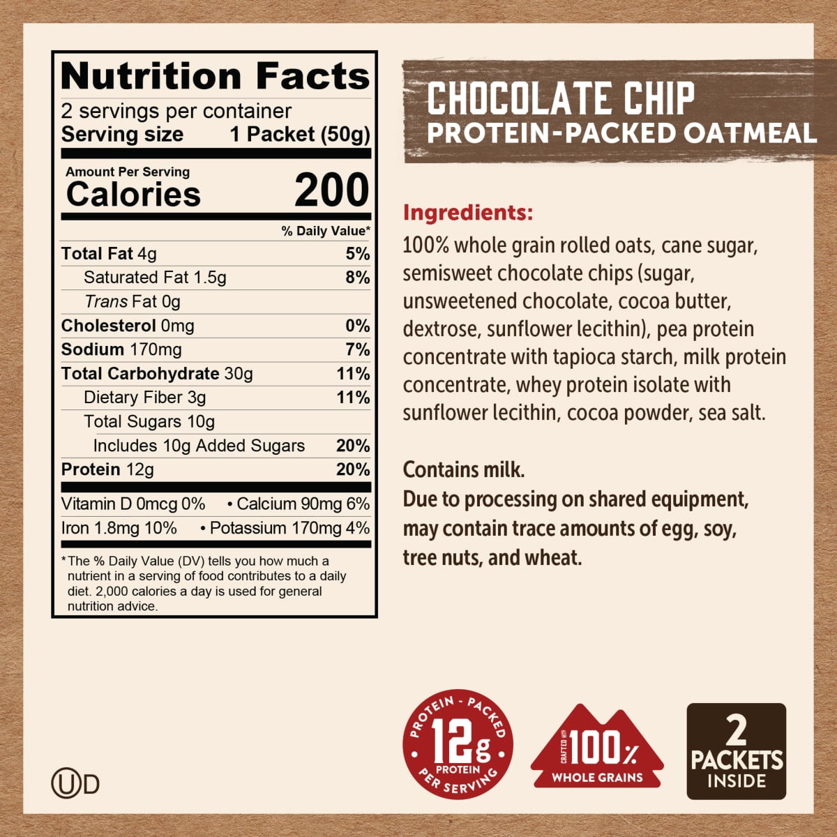 (3 pack) Kodiak Protein-Packed Instant Oatmeal Packets Variety Pack, 1.76 oz (6 Count)