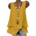 thumbnail image 3 of BiZtdJrK Summer Linen Tank Top for Women Double Layer Round Neck Sleeveless T Shirts Fashion Streetwear Tanks Shirt Yellow M, 3 of 9