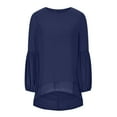 thumbnail image 5 of WCMZJ Women's High Low Asymmetrical Tops Lantern Long Sleeve Round Neck Double Layer Blouse Irregular Hem Casual Tops Blouse Shirts for Legging Dark Blue L, 5 of 7