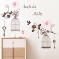 thumbnail image 3 of Inteprter Pegatina de pared de jaula de pájaros de flores, adornos de pared interesantes para el hogar, calcomanía autoadhesiva impresa para Decoración del hogar, 3 of 6