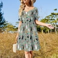 thumbnail image 3 of Cats Florals Dress Vintage Floral Print Elegant Dresses Lady Short Sleeve Street Fashion Casual Dress V Neck Oversized Vestidos, 3 of 7