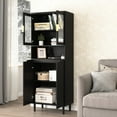 thumbnail image 6 of 4-door Black Storage Cabinet - Tempered Glass Door, Adjustable For Living Room & Bedroom With Shelves,, 6 of 7