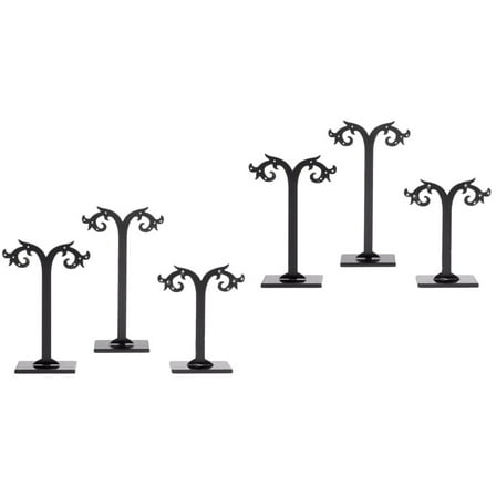 Masteelf 6 pcs /Set Acrylic Earrings Stand Holder T-shape Ear Studs Display Rack Jewelry Organizer (Black)