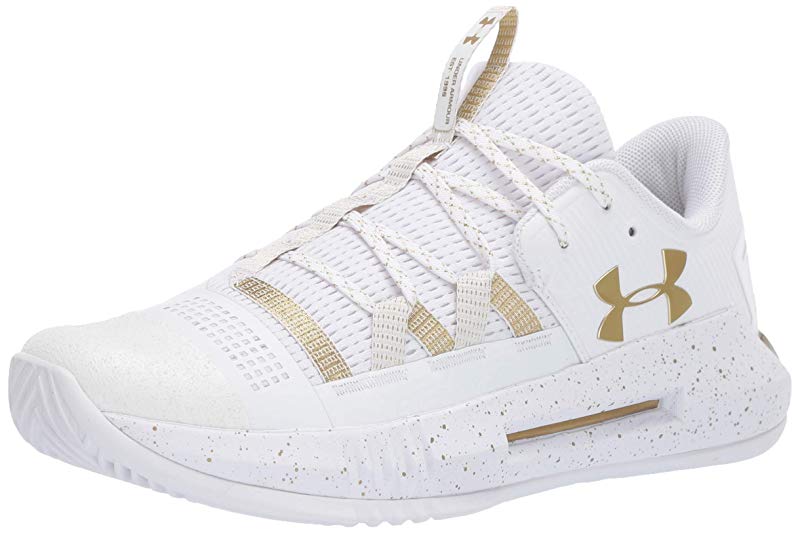 White and gold under armour volleyball shoes Clearance