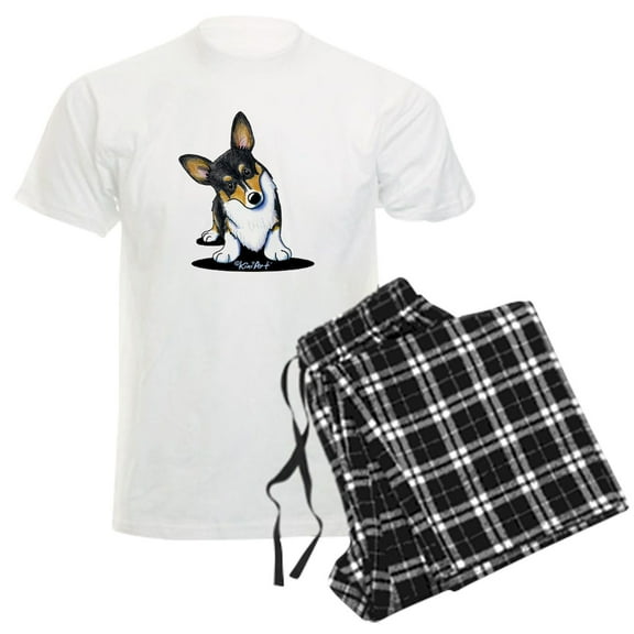 CafePress - Kiniart Tricolor Corgi Men's Light Pajamas - Men's Light Loose Fit Cotton Pajama Set