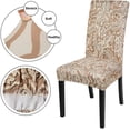 thumbnail image 2 of Dining Room Chair Covers Slipcovers Set of 6, Spandex Super Fit Stretch Removable Washable Kitchen Parsons Chair Covers Protector for Dining Room,Hotel,Ceremony,Brown+Flowers, 2 of 6