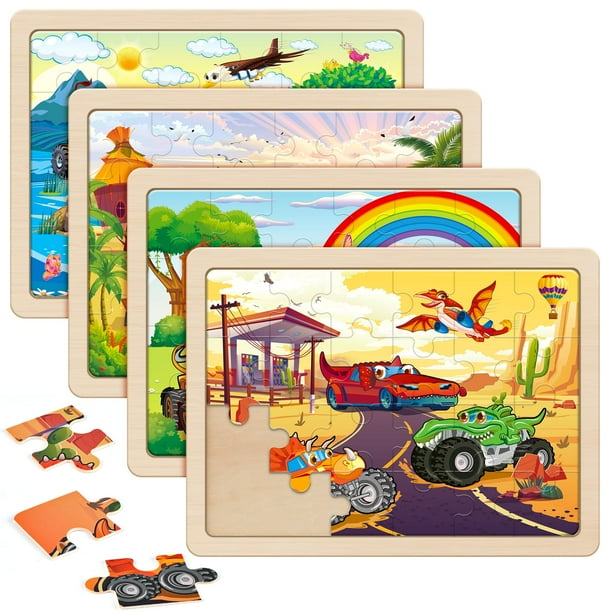 Puzle de madera SYNARRY Large Monster Truck 24 piezas para niños de 3 a 6 años