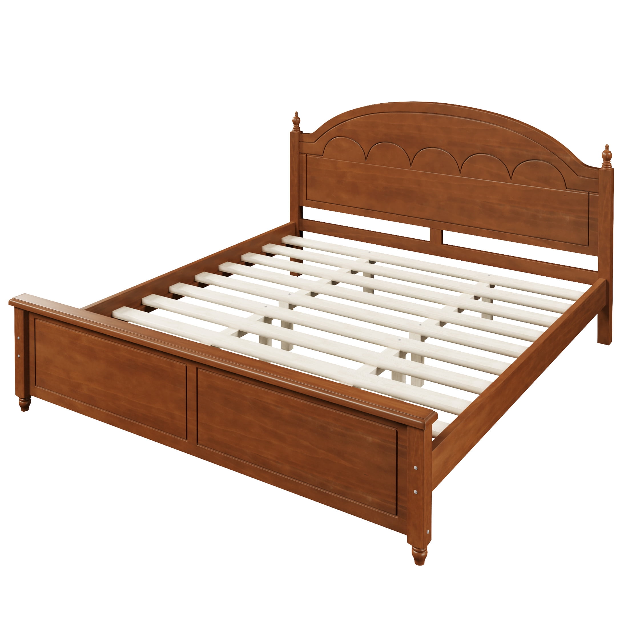 Noble House Alver King Size Wooden Bed Frame with Classic Arched Headboard, Modern Timeless Design, Oak