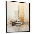 thumbnail image 2 of Designart "Minimalist Gold And Grey Fishing Boat II" Boat Fishing Floater Framed Canvas Wall Art, 2 of 5