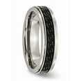 thumbnail image 4 of Titanium Polished Black Enamel Braid Design 6mm Ridged Edge Band (Size 12) Made In China tb193-12, 4 of 4