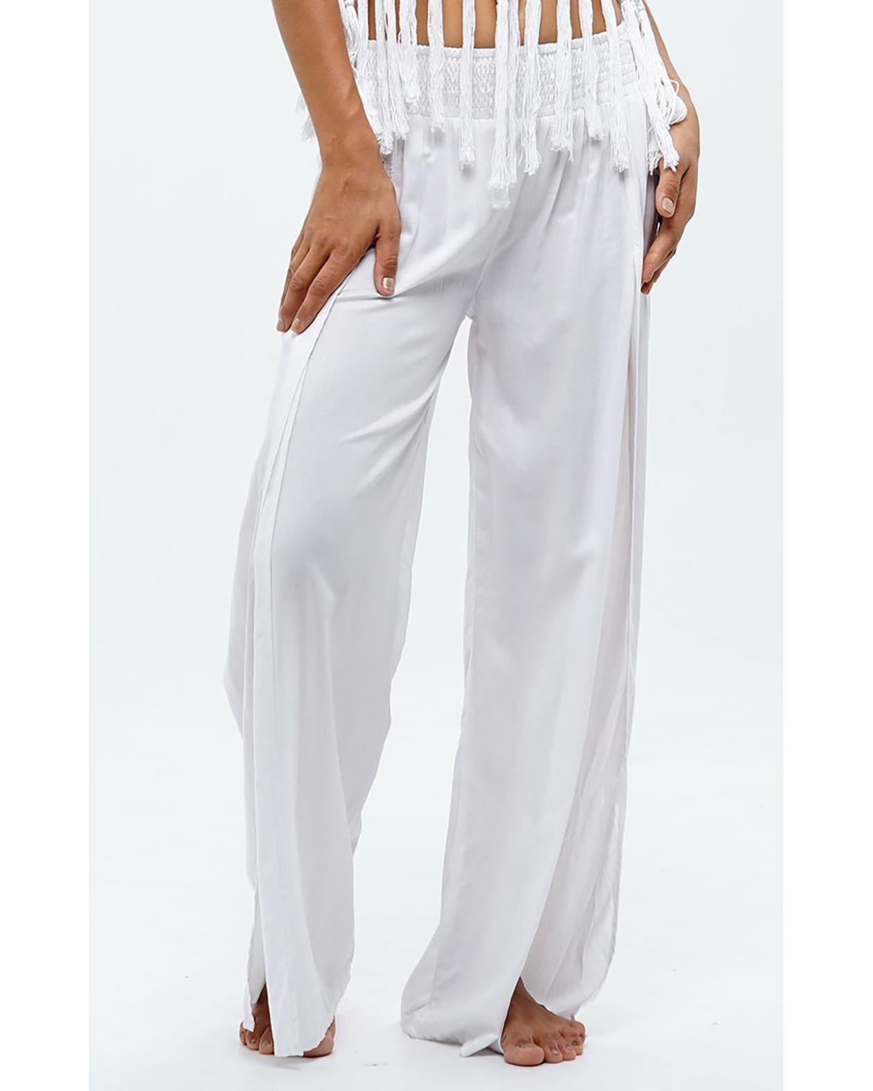 white flowy pants boho