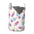 thumbnail image 1 of Ice Cream Laundry Bag, Pattern with Refreshing Watercolor Popsicles on White Background, Hamper Basket with Handles Drawstring Closure for Laundromats, 13" x 19", Earth Yellow Pale Blue, by Ambesonne, 1 of 4