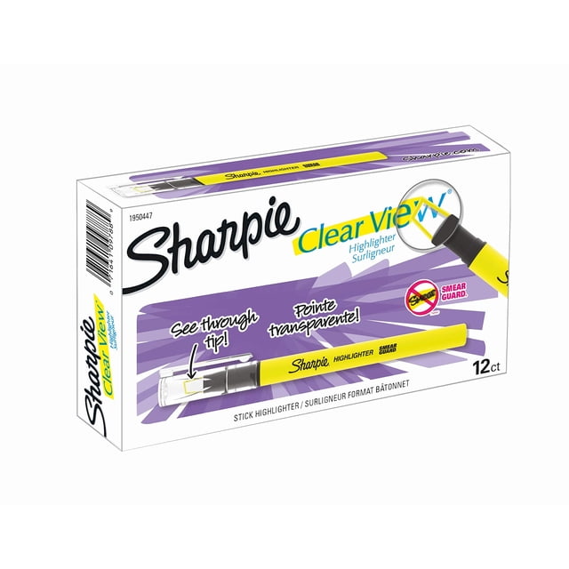 Iluminador Sharpie Clear View amarillo, paquete de 12 unidades, 1950746