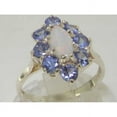 thumbnail image 5 of LBG British Made 10k White Gold Ring with Natural Opal & Tanzanite Womens Statement Ring - 33 size options - Size 4, 5 of 6