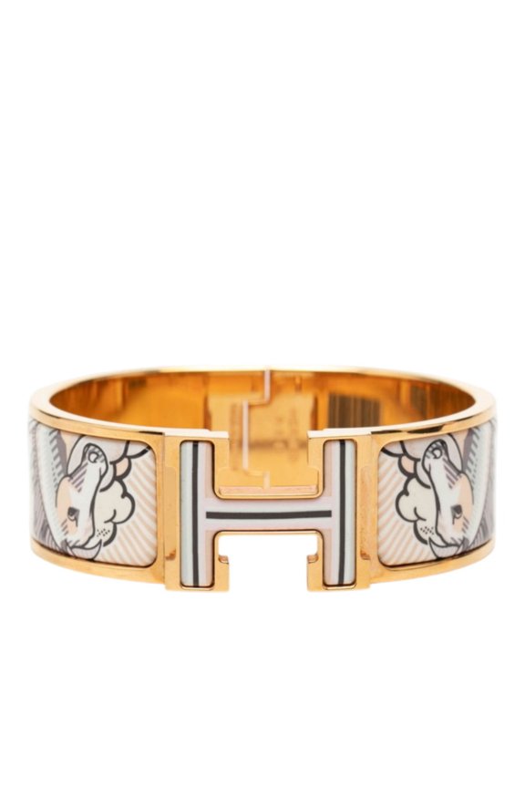 Pre-Owned Hermes Clic Clac H PM Pegasus Bracelet Bangle Gold Multicolor Plated Women's HERMES