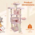 thumbnail image 3 of Costway 65" Tall Multi-level Cat Tree with 3 Upholstered Top Perch 2 Cat Condos Cat Basket Pink, 3 of 10
