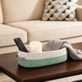 thumbnail image 6 of Oval Cotton Rope Storage Basket with Leather Handles, Decorative Woven Organizer for Bathroom, Toilet Tank, Vanity & Tabletop, Sturdy Bin for Home Sundries & Cosmetic Storage, 16*6*4in, C, 6 of 6