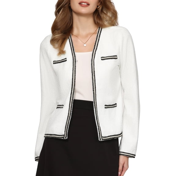 DARING DIVA Women's Long Sleeve Open Front Casual Knit Jacket S White