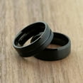 thumbnail image 4 of Metals Jewelry Men's / Women's 8mm Black Plated Stainless Steel Brushed Center Beveled Edge Band Ring Size 7.5, 4 of 8