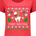 thumbnail image 4 of Inktastic Merry Christmas Sloth and Llama Ugly Sweater Style Women's Plus Size T-Shirt, 4 of 5