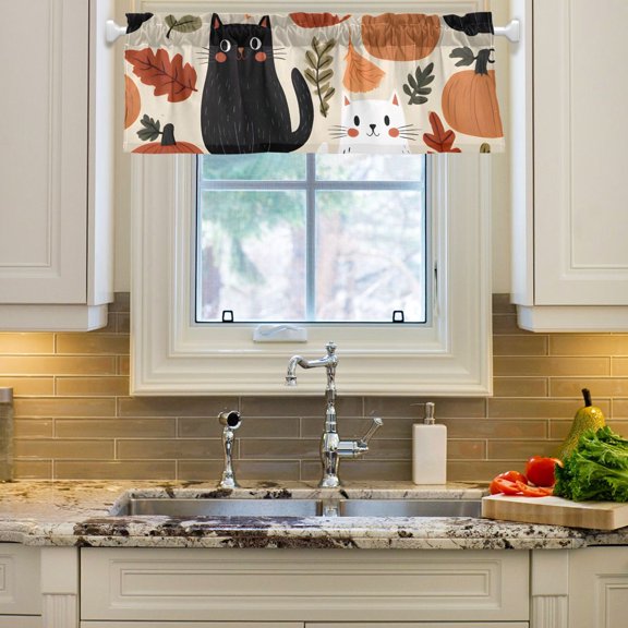 Cat Curtain Valance 54x18in Treatment Decor Blackout Rod Pocket for Windows Living Room Kitchen