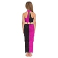 thumbnail image 6 of Aislor Girls Latin Dance Performance Bodysuit Shiny Sequin Tassel Jumpsuit Dancewear Hot Pink 10, 6 of 7