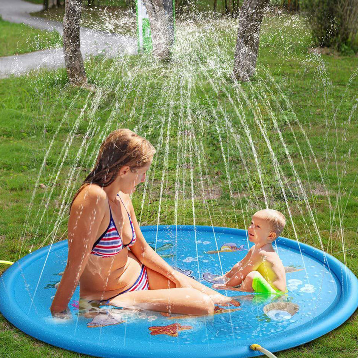 Neoformers Splash Pad Sprinkler for Kids Toddlers Outdoor Inflatable Wedding Pool Toy for Learning 68/” Fun Summer Backyard Fountain Play Mat for Babies 3-12 Year Old Boys and Girls
