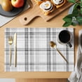 thumbnail image 2 of Black White Check Placemats Set of 8 Farmhouse Line Buffalo Plaid Place Mats Indoor Wipeable Table Mats Washable Cloth Dining Table Placemats for Kitchen Holiday Party Home Decor 13x19 Inch, 2 of 9