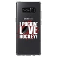 thumbnail image 1 of DistinctInk Clear Shockproof Hybrid Case for Samsung Galaxy Note 8 - TPU Bumper Acrylic Back Tempered Glass Screen Protector - I Puckin' Love Hockey, 1 of 5