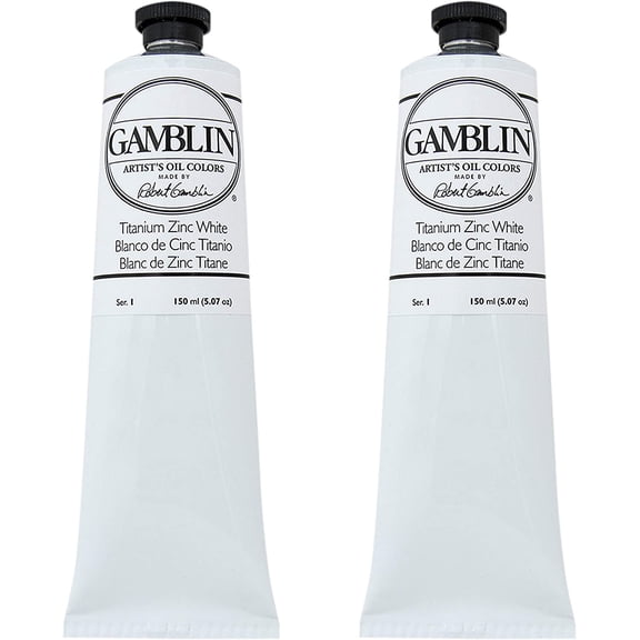 Gamblin Artist Oil Paint Set for Professionals - Titanium Zinc White - 150ml Tubes - 2 Pack