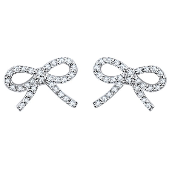AFFY White Natural Diamond Bow Stud Earrings in 14k Solid Gold(0.50 Cttw)
