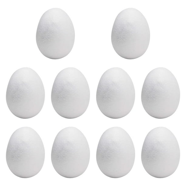 Huevos de espuma de poliestireno, huevos de Pascua blancos lisos para manualidades, huevos de imitación. 10 piezas 94 x 63 cm