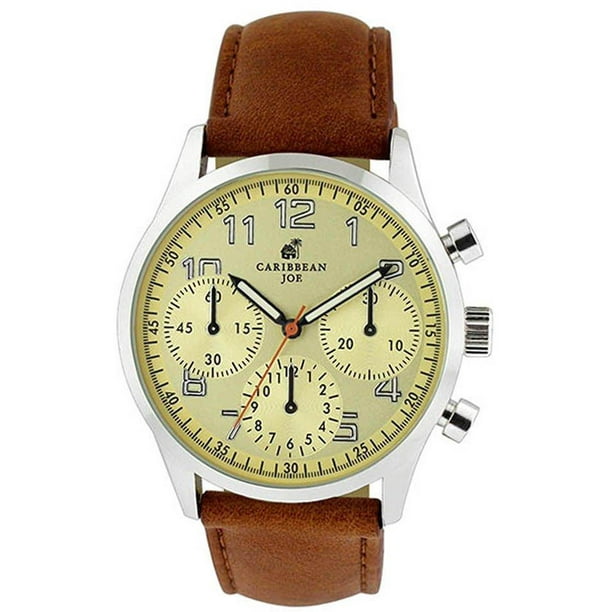 Caribbean Joe - Caribbean Joe Mens Yellow Dial Watch One Size Brown/yellow multi - Walmart.com