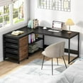 thumbnail image 4 of Tribesigns 59" L Shaped Computer Desk with Drawers, Wood Writing Table for Home Office, Black, 4 of 5