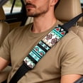 thumbnail image 5 of Xixirimido 5Pcs Car Seat Covers & Seatbelt Covers & Center Console Cover Set Universal Auto Accessories Fit for SUV Sedan Van Truck Leather Front Seat Cover, Ethnic Tribal Green, 5 of 8