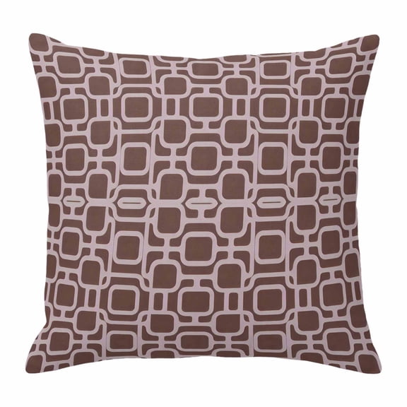 Throw Pillow Covers 24x24 Inch, Interlocking Loops Brown Decorative Pillow Cases for Couch Sofa Bed, Geometric Middle Century Modern Cotton Linen Square Home Decor Pillowcases with Hidden Zipper