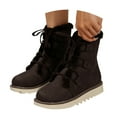 thumbnail image 3 of Xiaoxatg Women's Mid-Calf Boots Fashionable Winter Lace Up Solid Color Lined Comfortable and Warm Walking Footwear for Women 7 Coffee, 3 of 8