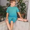 thumbnail image 4 of Fotbe Teal Turquoise Pijama Estampada de 2 Piezas para Niños – Ropa de Dormir de Manga Corta Cómoda para Niños y Niñas, Camiseta y Shorts de Algodón-Large, 4 of 6