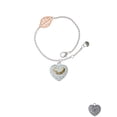 thumbnail image 2 of Delight Jewelry Goldtone Little Sister Rock on Clear Crystal Heart - Rose Goldtone Leaf Delicate Bracelet, 6.25+1.75", 2 of 4