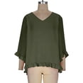 thumbnail image 4 of snilers Cotton Linen Shirts for Women Casual Loose Ruffle Hem 3/4 Sleeve Gauze Blouse Plus Size Boho Spring Summer Clothing XXXL, 4 of 7