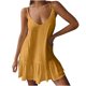 thumbnail image 1 of Falda de vestido sin mangas con espalda descubierta y tirantes sueltos de Color sólido con cuello en V Sexy para mujer a la moda Pompotops qwe13130, 1 of 9