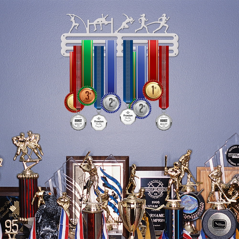 Medal Hangers Women's Track and Field Medals Display Holder Rack Running Pole Vault Medal Hook Wall Mount Metal Medal Frame Sports Award Rack