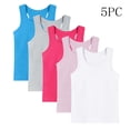thumbnail image 2 of Lumosvexa Girls Cotton Sleeveless Tank Tops, Breathable Soft Crew Neck Stretchable Summer Ballet Gymnastics Undershirts 5 Pack Multicolor 4, 2 of 9