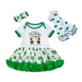 thumbnail image 3 of XAOFW Girl's Outfits Sets St. Patrick'S Day Short Sleeve Crewneck Mesh Dress With Hat And Socks 3Pcs Set Streetwear Comfort Fit Outfit Daily Lounging Soft Cute Clothing Sets, 3 of 8