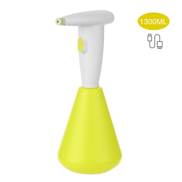 Aspersor Eléctrico Portátil con Batería Recargable de 2000mAh, Ideal para Riego en Jardinería, Limpieza y Agricultura, Capacidad de 1300ML, Carga USB, Color Amarillo.